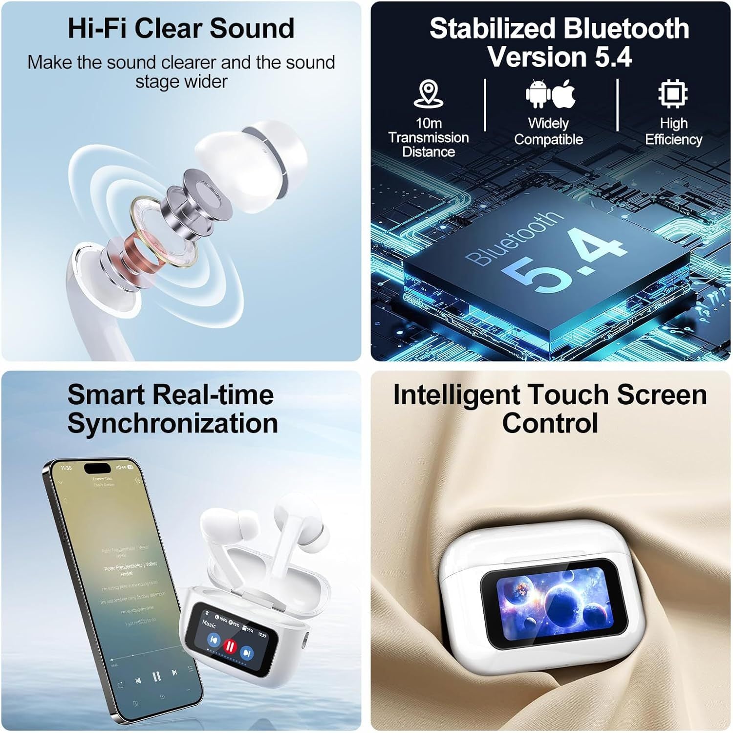 Noise-Cancelling Bluetooth Wireless Earbuds for iPhone & Android